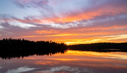 Naklejka premium Colorful sunset over a lake