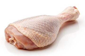Raw turkey drumstick isolated on white background