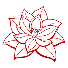 mangolia holland red flower line art on white
