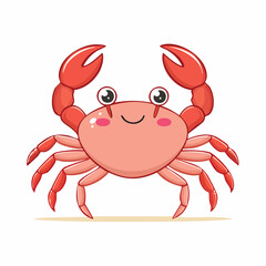 Fototapeta premium Adorable cartoon crab illustration with a friendly expression against white background