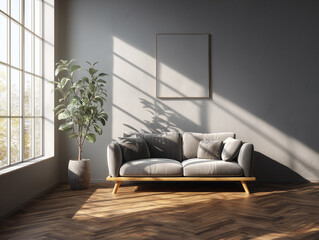 Cozy modern living room with natural light