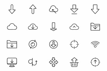 A clean and modern collection representing various download and file transfer actions &mdash; perfect for websites, app interfaces, and tech tutorials