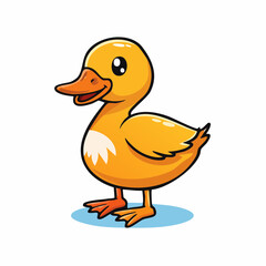 Obraz premium Charming Cartoon Duckling Standing Gracefully on a Subtle Blue Reflection Circle