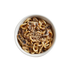 Delicious Udon Noodles with Mushrooms and Sesame Seeds