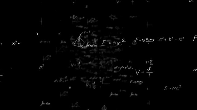 Black and white abstract background with numbers and math animation - Powered by Adobe