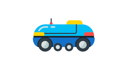 Stylized autonomous delivery robot vector illustration on white background