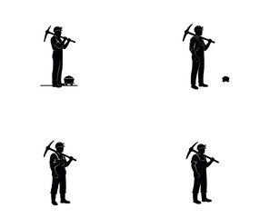 Proud Coal Miner Silhouette with Pickaxe on Shoulder &ndash; Labour Day Vector

