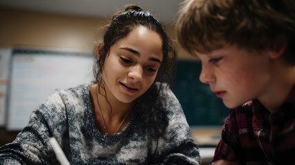 Students collaborating in an inclusive classroom setting