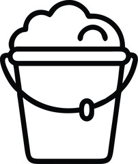 Simple line art bucket filled with foam isolated on transparent background