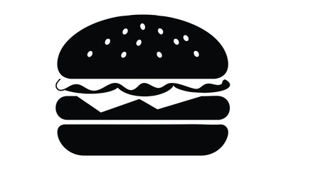 Hamburger icon vector graphic. Simple black silhouette symbol of a burger for fast food menu or restaurant logo design