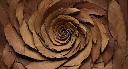 Hypnotic Earthy Vortex: An Intricate Spiral of Dried Brown Leaves