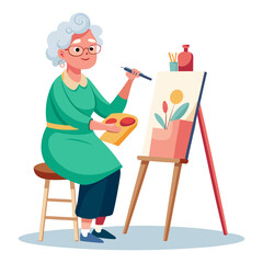 senior woman painting