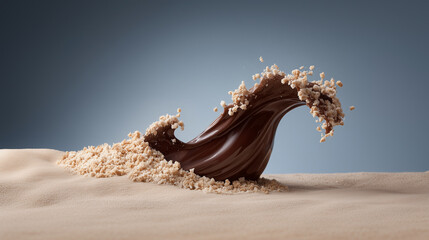 Indulgent dessert concept, a delicious and sweet chocolate wave for creative food styling