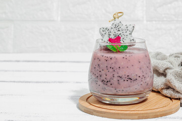 Pitaya smoothie, healthy detox drink. Trendy beverage, useful breakfast idea
