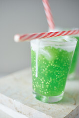 Sago and longan pudding in glass cup