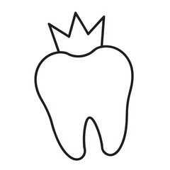 line art cartoon style tooth set on the white background