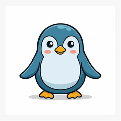 Obraz premium Delightful illustration of a charming blue cartoon penguin standing against white background
