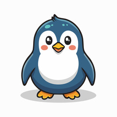 Fototapeta premium Adorable Cartoon Penguin Illustration with Big Eyes and Rosy Cheeks on White Background