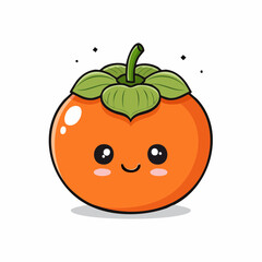 Obraz premium Adorable Persimmon Character Illustration with Kawaii Style and Smiling Face Expression