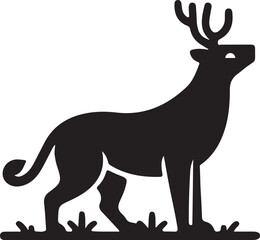 Vector illustration of a wild deer silhouette with large antlers, perfect for a nature or Christmas design