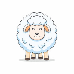 Fototapeta premium Adorable cartoon sheep with fluffy wool coat, simple design for children's illustration