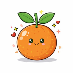 Adorable Cartoon Orange with Sparkling Accents and Cheerful Expression Illustration