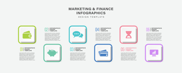 Six timeline options, calendar, simple flat infographic design template with business icons