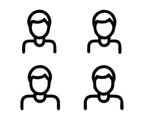 Vector business icons set of people, man and woman silhouette head avatars with headsets for customer support service profile design