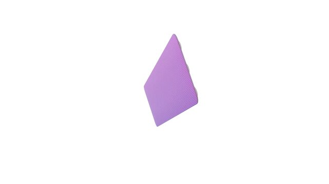 A 3d animation of spinning pills and their packaging, birth control pills. The packs are a soft pink or purple color. Each pack is a long, rectangular strip with a series of small, round pills. 