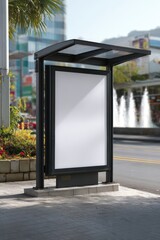 Blank billboard on a city street