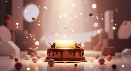 Obraz premium Celebratory confectionery creation in a fantastical and ethereal setting, bathed in warm