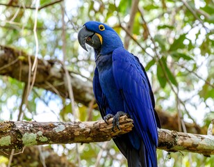 Obraz premium Vibrant blue parrot perched on branch (1)