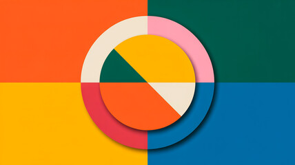 Obraz premium Colorful geometric abstract background with circle shapes, modern minimal design, vibrant colors