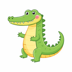 Fototapeta premium Adorable cartoon alligator character standing upright with a cheerful expression and playful pose