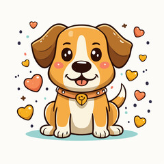 Obraz premium Cartoon dog surrounded by hearts representing love, friendship, and affection for animals