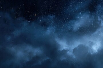 Fototapeta premium Dark, star-studded night sky, thick clouds