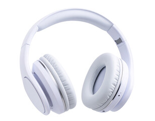 Modern White Over-Ear Headphones with Cushioned Earcups, Side Angle, Transparent PNG