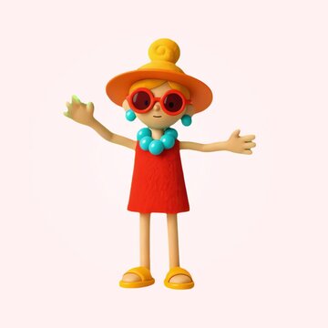 Stylish cartoon character design animation isolated asset, transparent 4K video, alpha channel, ProRes 4444