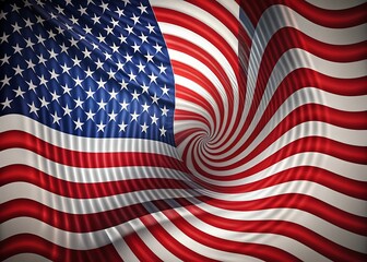 Warped american flag with swirling stars and stripes vortex effect