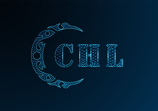 Low poly letter logo CHL design. CHL letter logo low poly vector design on blue color gradient background. CHL logo low poly design