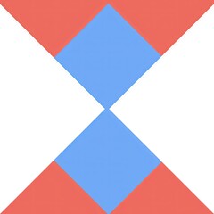 Geometric abstract pattern with red, blue, and white shapes  