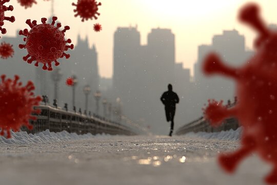 Morning boost: jogging through the city park. Early jog. Infections are not gone ?hey?e just become harder to detect. Dangerous virus facts. Infection prevention tips.