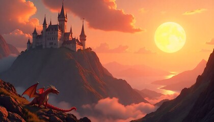 sweeping 3D animation showing castles on volcanoes, frozen valleys, and dragons flying overhead