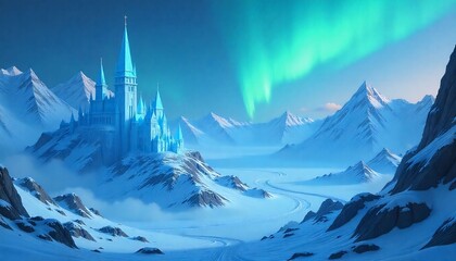 sweeping 3D animation showing castles on volcanoes, frozen valleys, and dragons flying overhead