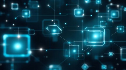 Obraz premium Abstract futuristic technology background with glowing neon lines and shapes design