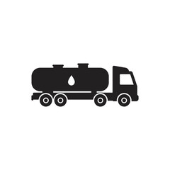 Gray tanker truck silhouette on a black background.