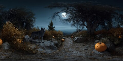 Moonlit night adventure 360 degree hdr panorama
