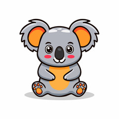 Fototapeta premium Adorable Koala Cartoon Character Sitting Down With a Cute Expression on White Background