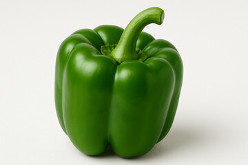 Fresh green bell pepper isolated on white background. healthy vegetable for cooking and salads