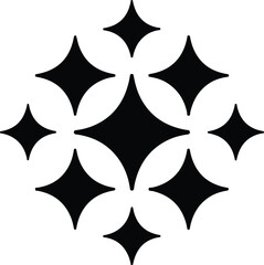 Minimal Black Sparkle Icons Vector Set for Shine and Decoration